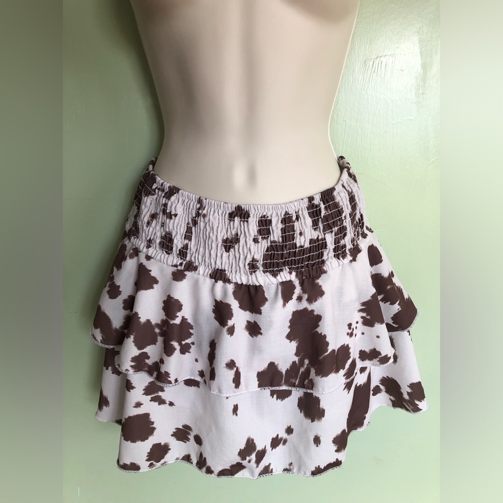 Originality Womens Skirt Cow Print Western Small Brown White W Shorts, Cowgirl